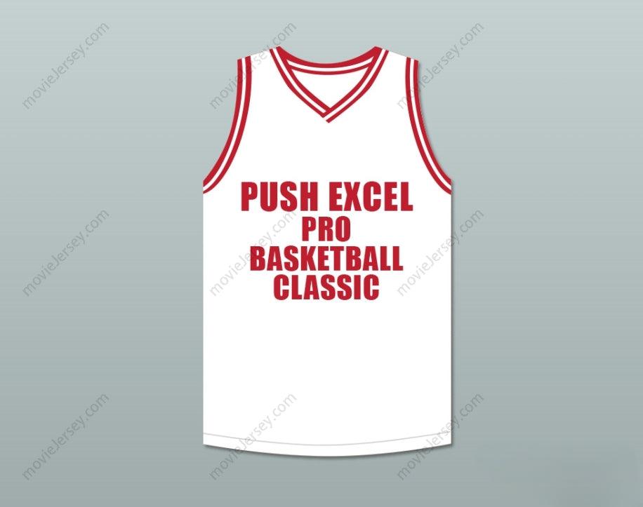 CUSTOM ANY Name Number MIKE BROWN 40 PUSH EXCEL PRO BASKETBALL CLASSIC WHITE BASKETBALL JERSEY 1988 CHARITY EVENT Top Stitched S-6XL