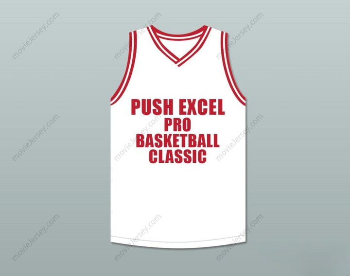 CUSTOM ANY Name Number MIKE BROWN 40 PUSH EXCEL PRO BASKETBALL CLASSIC WHITE BASKETBALL JERSEY 1988 CHARITY EVENT Top Stitched S-6XL