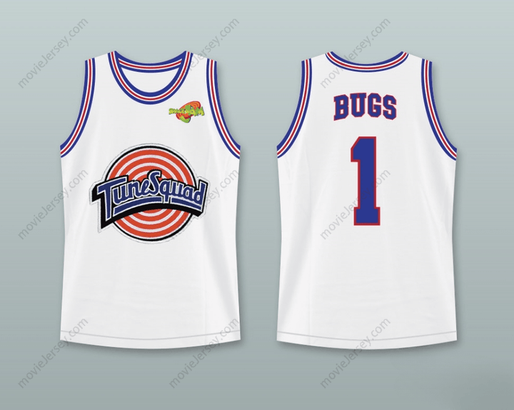 CUSTOM ANY Name Number BUGS BUNNY 1 TUNE SQUAD BASKETBALL JERSEY WITH SPACE JAM PATCH Top Stitched S-6XL