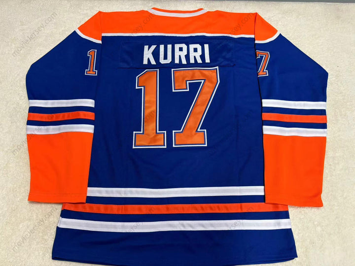Custom Any Name Number JARI KURRI 17 EDMONTON OILERS BLUE HOCKEY JERSEY Top Stitched S-6XL