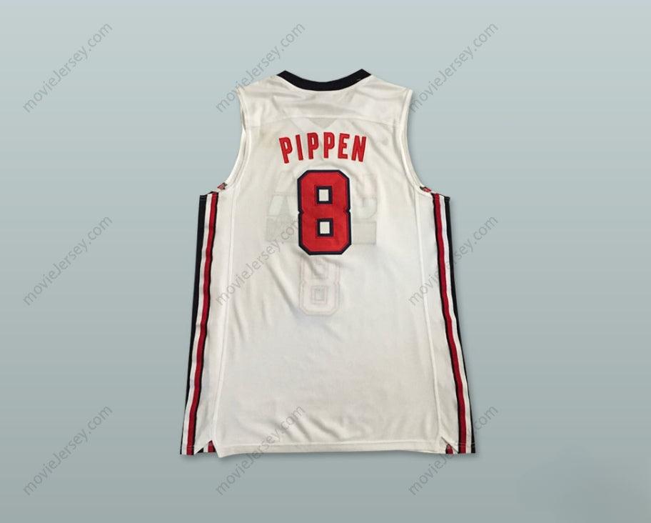 CUSTOM ANY Name Number SCOTTIE PIPPEN 8 USA HOME BASKETBALL JERSEY Top Stitched S-6XL