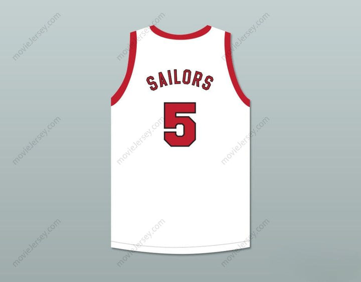 CUSTOM ANY Name Number KENNY SAILORS 5 PROVIDENCE STEAMROLLERS WHITE BASKETBALL JERSEY 4 Top Stitched S-6XL