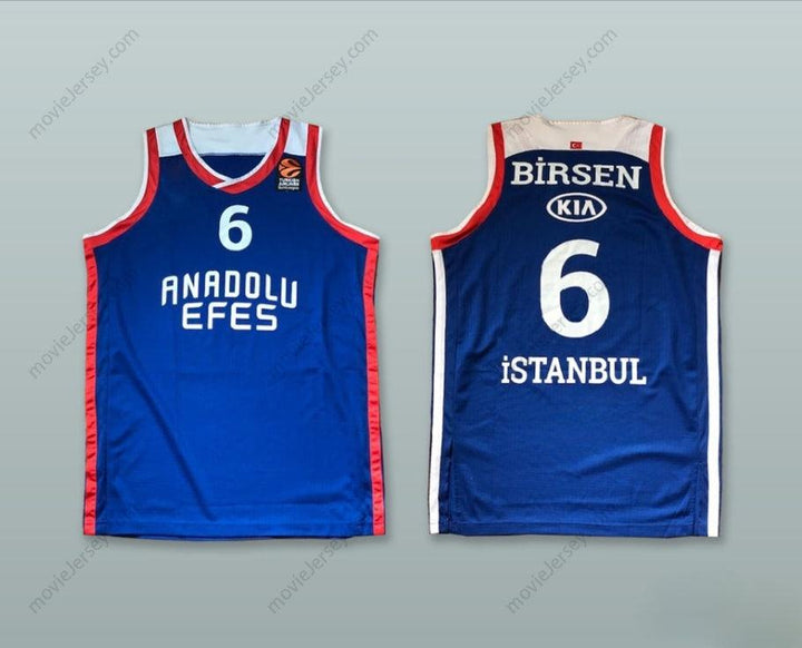 CUSTOM ANY Name Number METECAN BIRSEN 6 ANADOLU EFES SK ISTANBUL TURKEY BLUE BASKETBALL JERSEY Top Stitched S-6XL