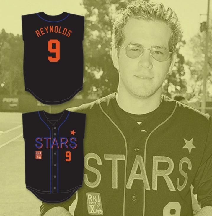 Custom Any Name Number RYAN REYNOLDS 9 STARS SOFTBALL JERSEY 10TH ANNUAL ROCK 'N JOCK SOFTBALL CHALLENGE 1999 Top Stitched S-6XL
