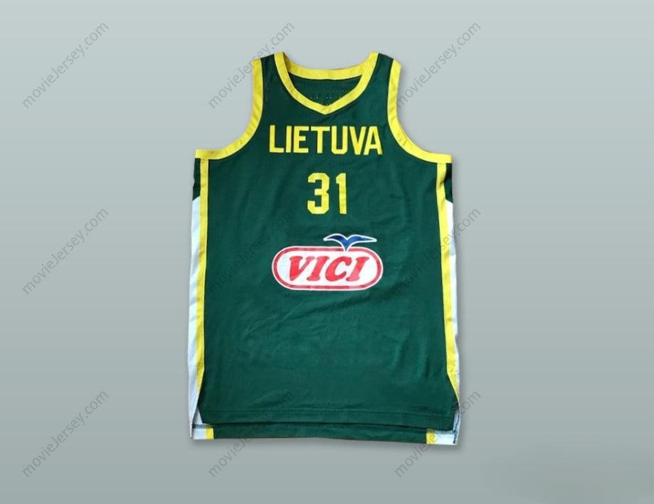 CUSTOM ANY Name Number ROKAS GIEDRAITIS 31 LIETUVA LITHUANIA GREEN BASKETBALL JERSEY Top Stitched S-6XL