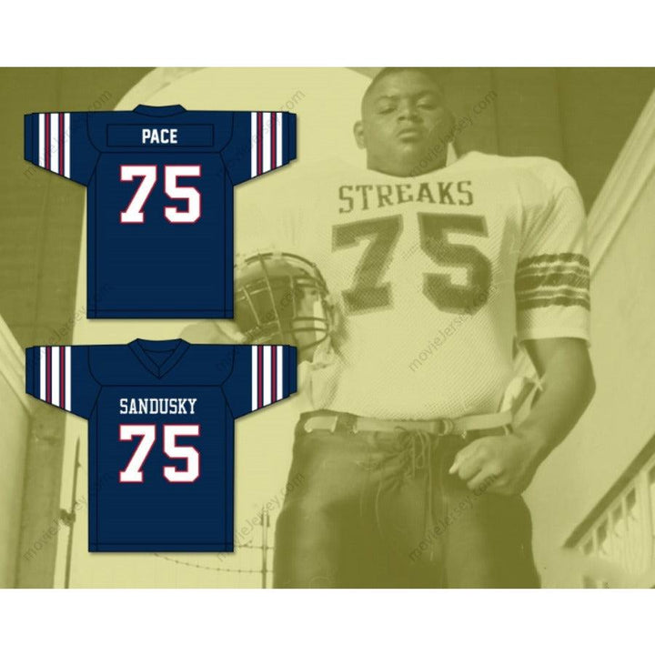 CUSTOM ANY Name Number ORLANDO PACE 75 SANDUSKY HIGH SCHOOL BLUE STREAKS FOOTBALL JERSEY Top Stitched S-6XL