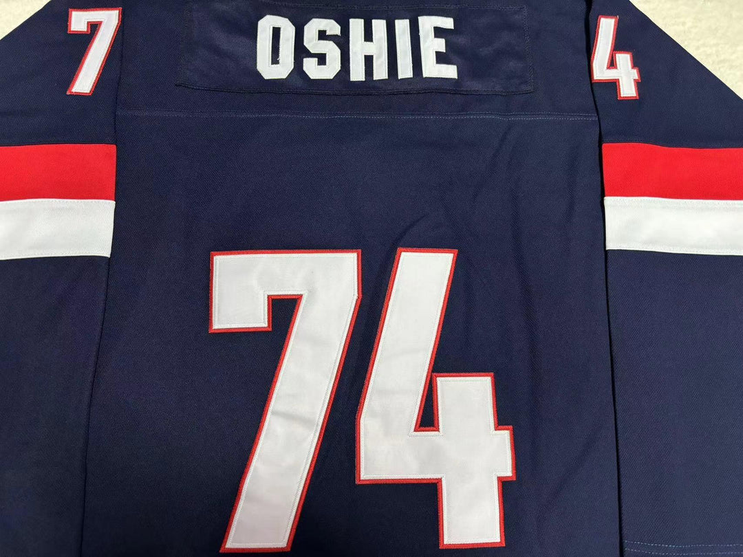 Custom Any Name Number T.J. OSHIE 74 USA NATIONAL TEAM HOCKEY JERSEY  Top Stitched S-6XL