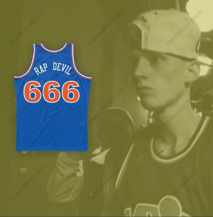 CUSTOM ANY Name Number MGK 666 RAP DEVIL OLD SCHOOL BLUE BASKETBALL JERSEY Top Stitched S-6XL
