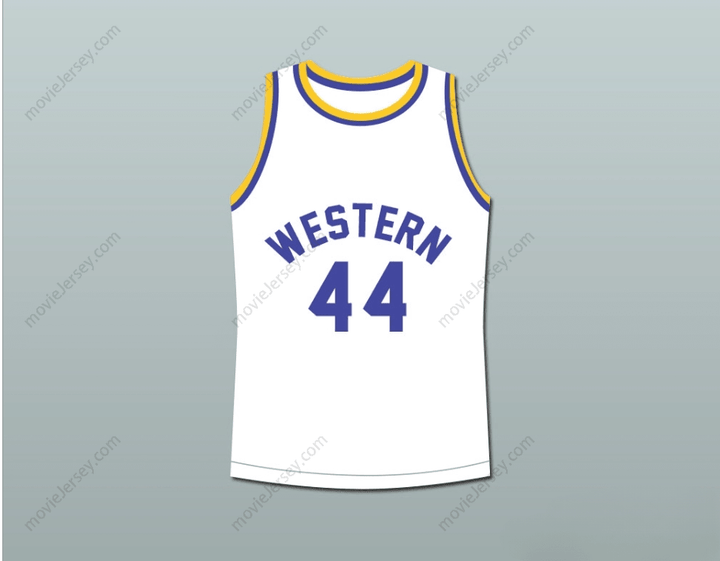 CUSTOM ANY Name Number ANTHONY C HALL TONY THE POINT SHAVER 44 WESTERN UNIVERSITY DOLPHINS WHITE BASKETBALL JERSEY BLUE CHIPS Top Stitched S-6XL