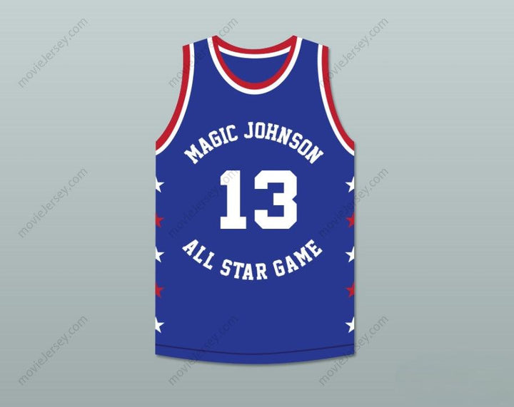 CUSTOM ANY Name Number MARK JACKSON 13 MAGIC JOHNSON ALL STAR GAME BLUE BASKETBALL JERSEY 1988 MIDSUMMER NIGHT'S MAGIC CHARITY EVENT Top Stitched S-6XL