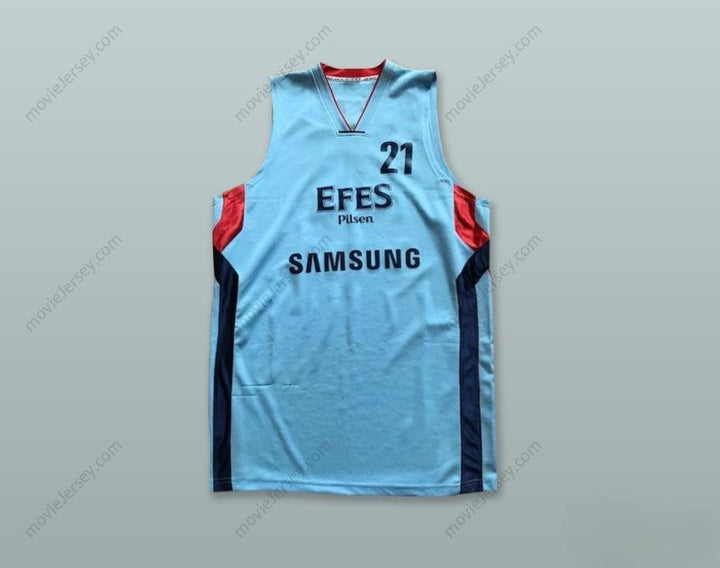 CUSTOM ANY Name Number BOSTJAN NACHBAR 21 ANADOLU EFES SK ISTANBUL TURKEY LIGHT BLUE BASKETBALL JERSEY Top Stitched S-6XL