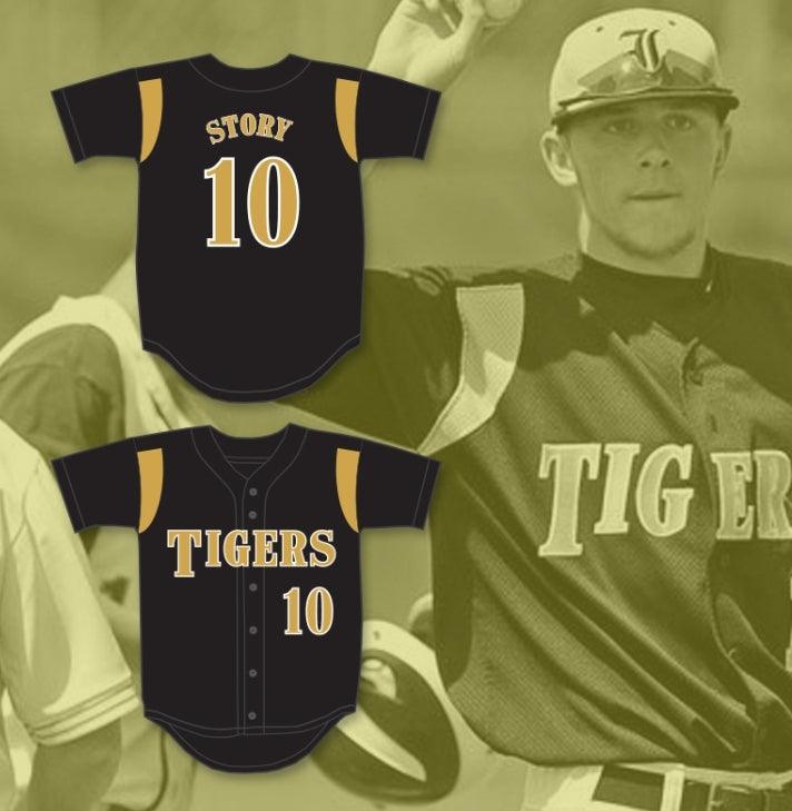 Custom Any Name Number TREVOR STORY 10  HIGH SCHOOL TIGERS BLACK BASEBALL JERSEY 2 Top Stitched S-6XL