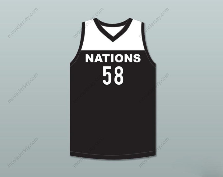 CUSTOM ANY Name Number PLAYER 58 NATIONS BLACK BASKETBALL JERSEY Top Stitched S-6XL