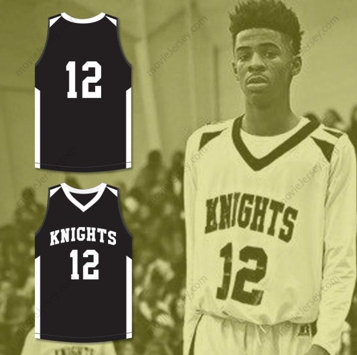 CUSTOM ANY Name Number JA MORANT 12 CRESTWOOD HIGH SCHOOL KNIGHTS BLACK BASKETBALL JERSEY 1 Top Stitched S-6XL
