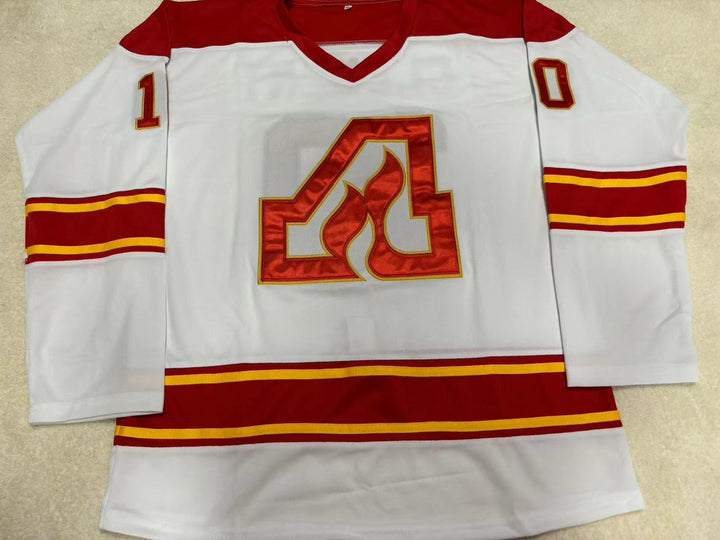 Custom Any Name Number BILL CLEMENT 10 ATLANTA FLAMES WHITE HOCKEY JERSEY Stitched Top Stitched S-6XL