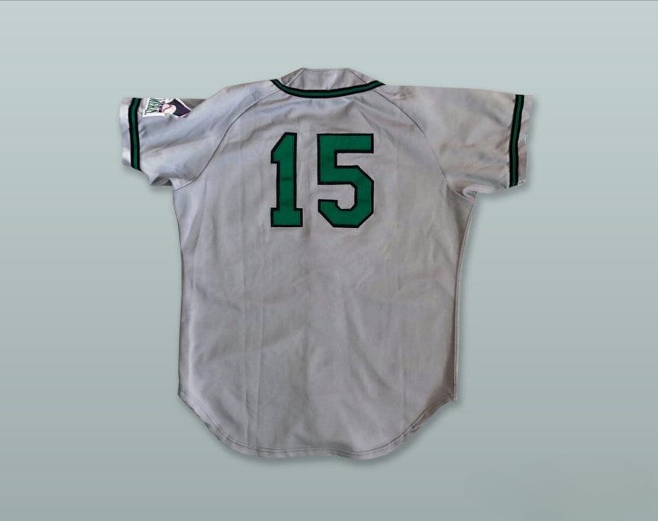 Custom Any Name Number KAUAI EMERALDS  15 GRAY BUTTON DOWN BASEBALL JERSEY Top Stitched S-6XL