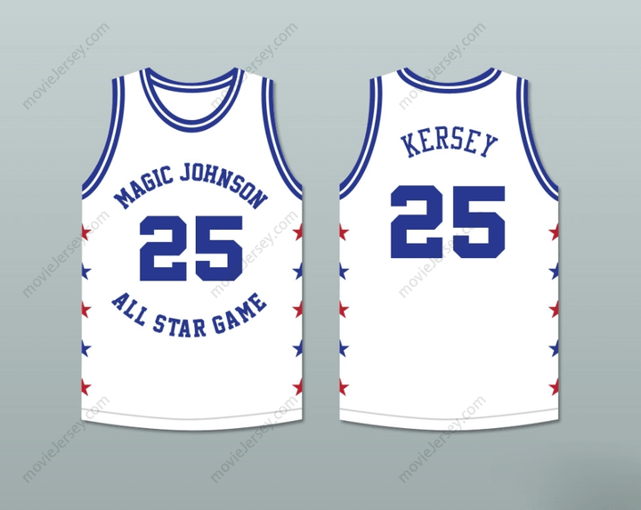 CUSTOM ANY Name Number JEROME KERSEY 25 MAGIC JOHNSON ALL STAR GAME WHITE BASKETBALL JERSEY 1989 MIDSUMMER NIGHT'S MAGIC CHARITY EVENT Top Stitched S-6XL