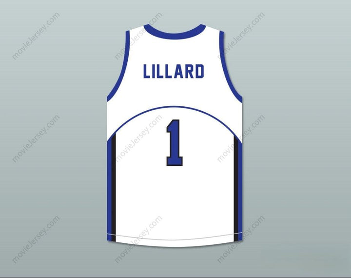CUSTOM ANY Name Number DAMIAN LILLARD 1  HIGH SCHOOL WILDCATS WHITE BASKETBALL JERSEY 2 Top Stitched S-6XL
