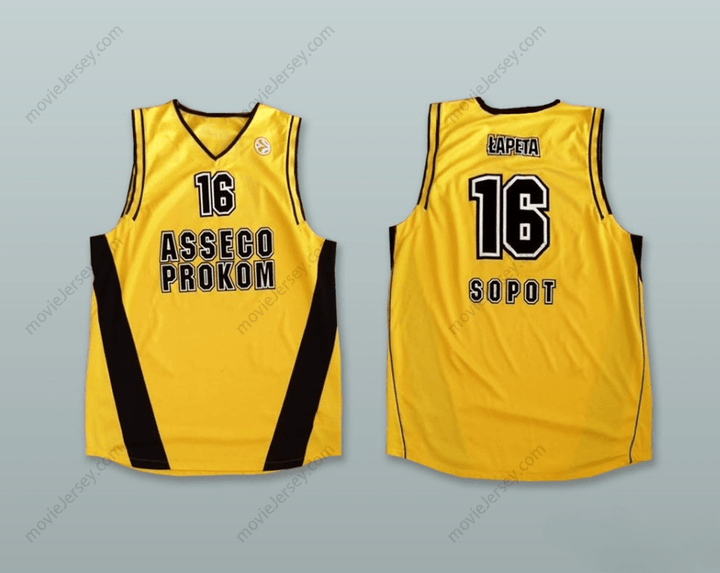 CUSTOM ANY Name Number ADAM LAPETA 16 POLONIA POLAND YELLOW BASKETBALL JERSEY Top Stitched S-6XL