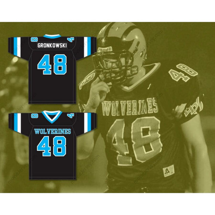 CUSTOM ANY Name Number ROB GRONKOWSKI 48 WOODLAND HILLS HIGH SCHOOL WOLVERINES Football Jersey Top Stitched S-6XL