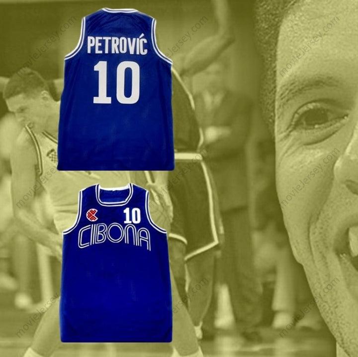 CUSTOM ANY Name Number DRAZEN PETROVIC CIBONA BLUE BASKETBALL JERSEY Top Stitched S-6XL
