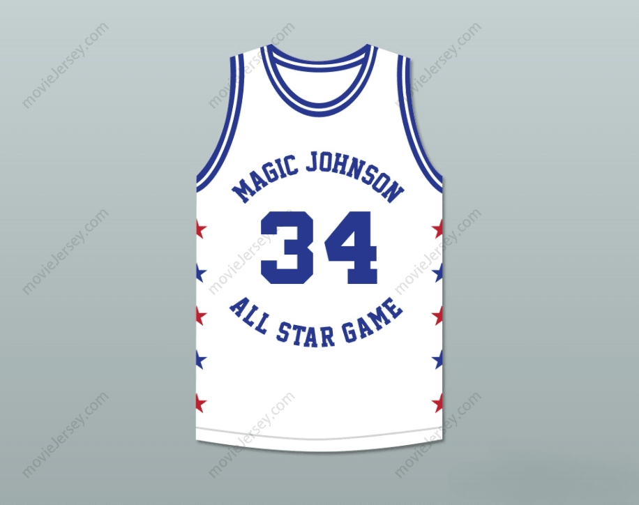 CUSTOM ANY Name Number CHARLES BARKLEY 34 MAGIC JOHNSON ALL STAR GAME WHITE BASKETBALL JERSEY 1989 MIDSUMMER NIGHT'S MAGIC CHARITY EVENT Top Stitched S-6XL