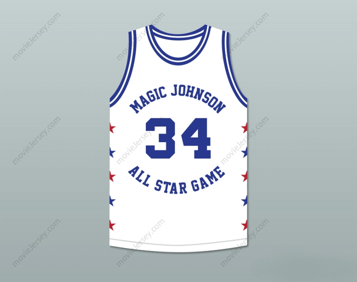 CUSTOM ANY Name Number CHARLES BARKLEY 34 MAGIC JOHNSON ALL STAR GAME WHITE BASKETBALL JERSEY 1989 MIDSUMMER NIGHT'S MAGIC CHARITY EVENT Top Stitched S-6XL