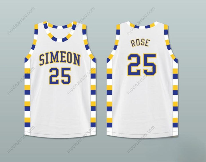 CUSTOM ANY Name Number DERRICK ROSE 25 SIMEON CAREER ACADEMY WOLVERINES WHITE BASKETBALL JERSEY 2 Top Stitched S-6XL