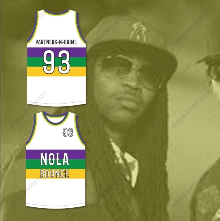 CUSTOM ANY Name Number PARTNERS-N-CRIME 93 NOLA BOUNCE WHITE BASKETBALL JERSEY Top Stitched S-6XL