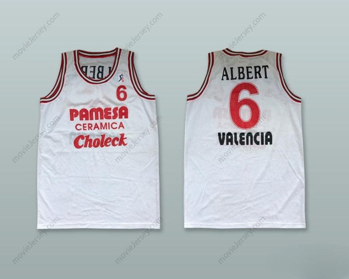 CUSTOM ANY Name Number ALBERT 6 PAMESA VALENCIA WHITE BASKETBALL JERSEY Top Stitched S-6XL