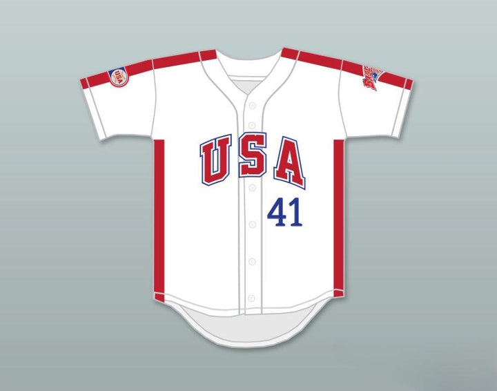 Custom Any Name Number MARK MCGWIRE 41 1984 USA TEAM WHITE BUTTON DOWN BASEBALL JERSEY Top Stitched S-6XL