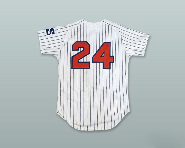 Custom Any Name Number 24 WHITE PINSTRIPED BASEBALL JERSEY Top Stitched S-6XL