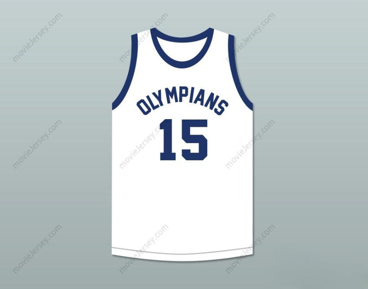 CUSTOM ANY Name Number ALEX GROZA 15  OLYMPIANS RETRO WHITE BASKETBALL JERSEY Top Stitched S-6XL