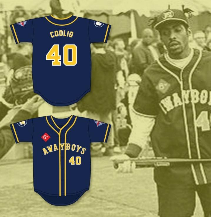 Custom Any Name Number COOLIO 40 AWAYBOYS BASEBALL JERSEY 6TH ANNUAL ROCK N' JOCK SOFTBALL CHALLENGE 1995 Top Stitched S-6XL
