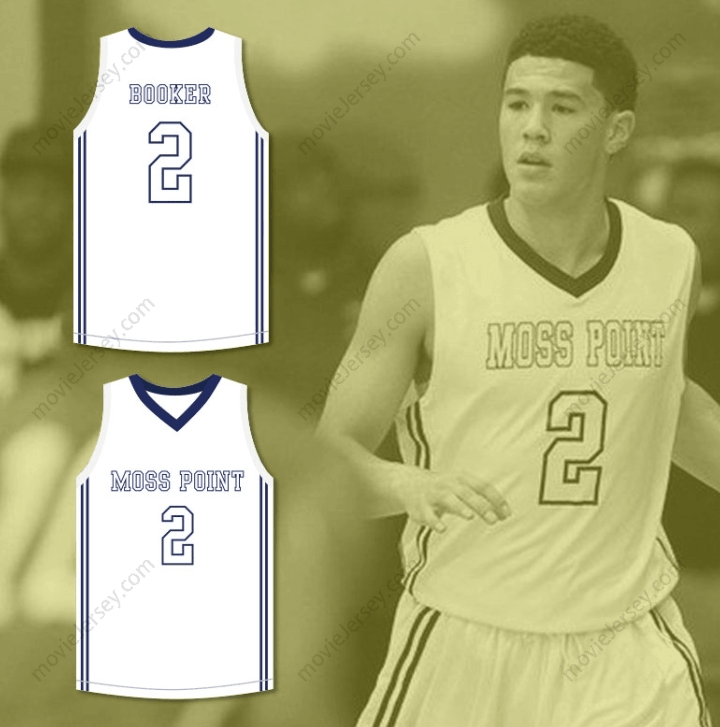 CUSTOM ANY Name Number DEVIN BOOKER 2 MOSS POINT HIGH SCHOOL TIGERS WHITE BASKETBALL JERSEY 2 Top Stitched S-6XL