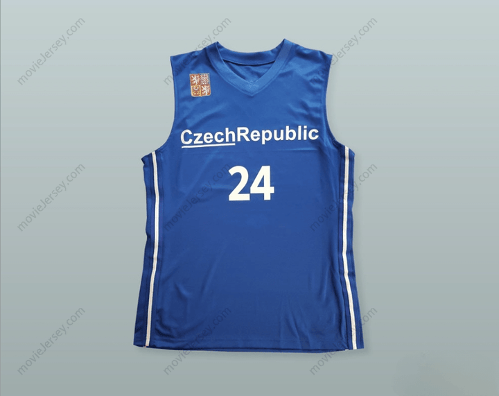 CUSTOM ANY Name Number JAN VESELY 24 CZECH REPUBLIC BASKETBALL JERSEY WITH PATCH Top Stitched S-6XL