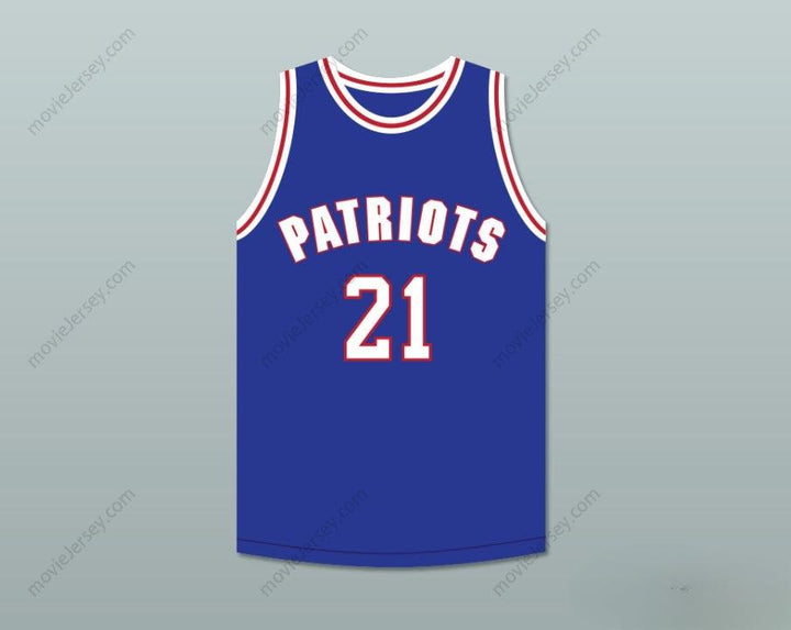 CUSTOM ANY Name Number KHALIL ROBINSON 21 WILL FOSTER HIGH SCHOOL PATRIOTS BLUE BASKETBALL JERSEY THE RED SNEAKERS Top Stitched S-6XL