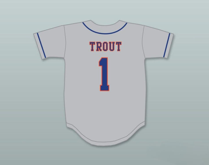 Custom Any Name Number MIKE TROUT 1  SENIOR HIGH SCHOOL THUNDERBOLTS GRAY BASEBALL JERSEY 2 Top Stitched S-6XL