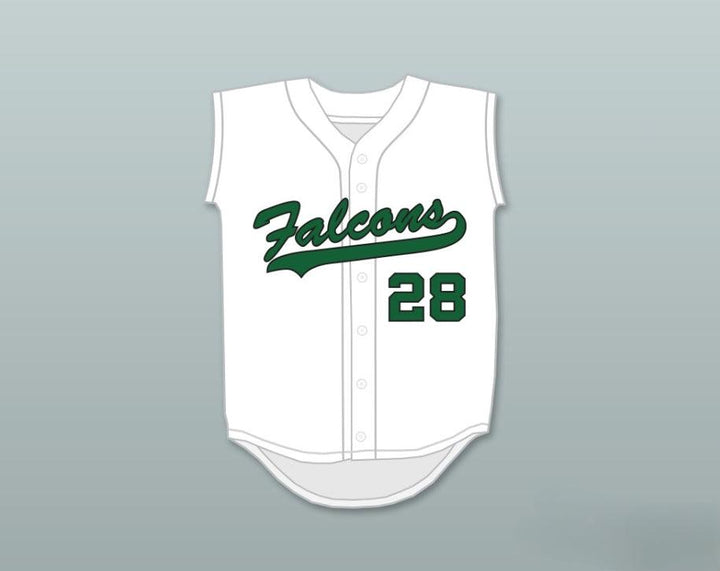 Custom Any Name Number JD MARTINEZ 28 CHARLES W. FLANAGAN HIGH SCHOOL FALCONS WHITE BASEBALL JERSEY 2 Top Stitched S-6XL