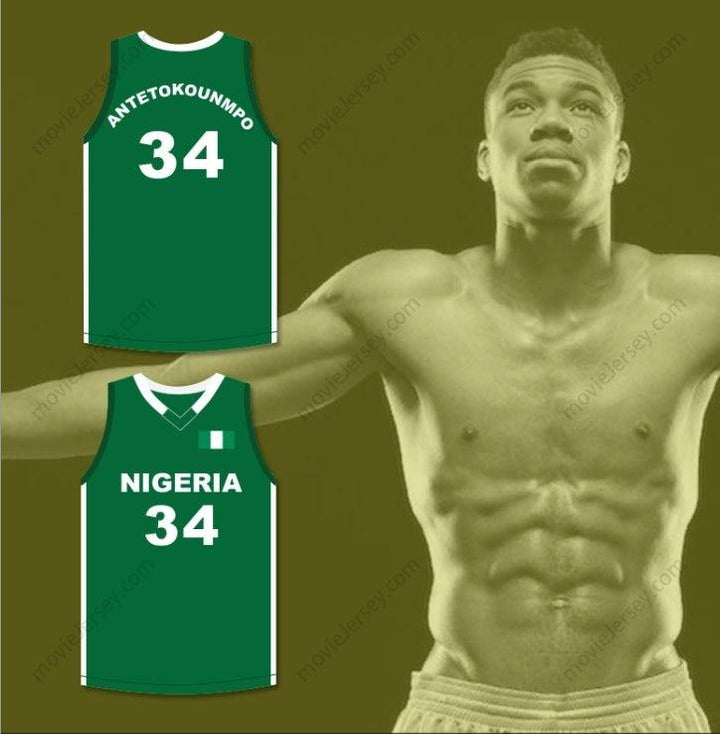 CUSTOM ANY Name Number GIANNIS ANTETOKOUNMPO 34 NIGERIA GREEN BASKETBALL JERSEY Top Stitched S-6XL