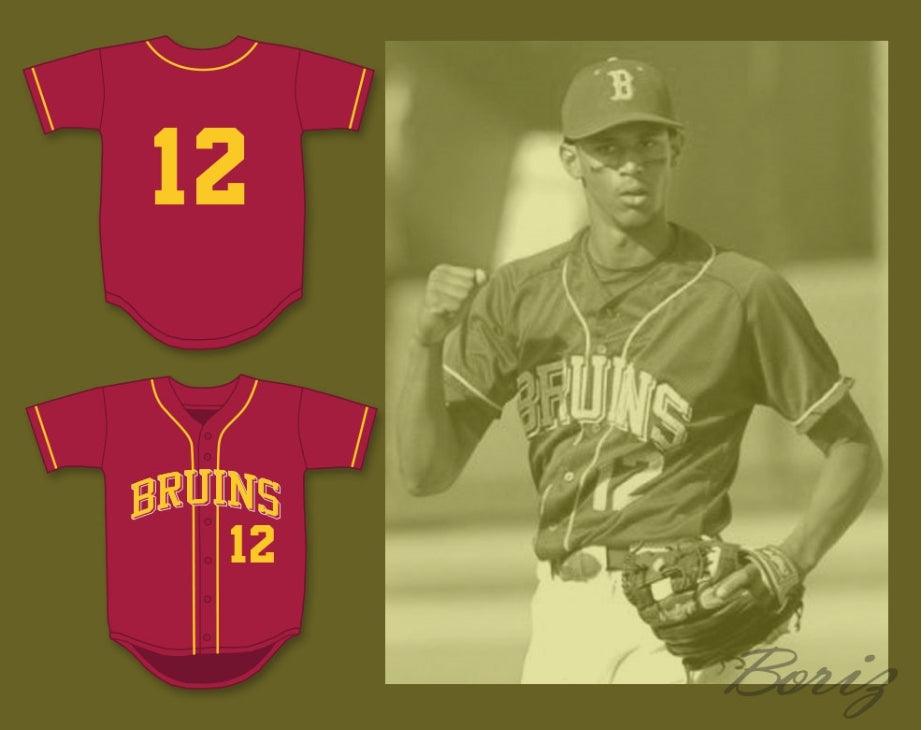 Custom Any Name Number AARON HICKS 12 WOODROW WILSON CLASSICAL HIGH SCHOOL BRUINS CARDINAL RED BASEBALL JERSEY 1 Top Stitched S-6XL