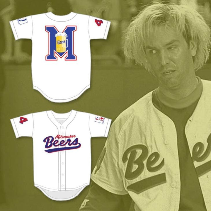 Custom Any Name Number JOE COOPER 44  BEERS LOGO DELUXE BASEKETBALL WHITE BASEBALL JERSEY Top Stitched S-6XL