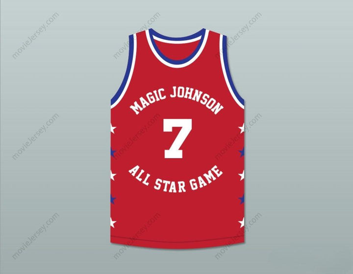CUSTOM ANY Name Number KEVIN JOHNSON 7 MAGIC JOHNSON ALL STAR GAME RED BASKETBALL JERSEY 1990 MIDSUMMER NIGHT'S MAGIC CHARITY EVENT Top Stitched S-6XL