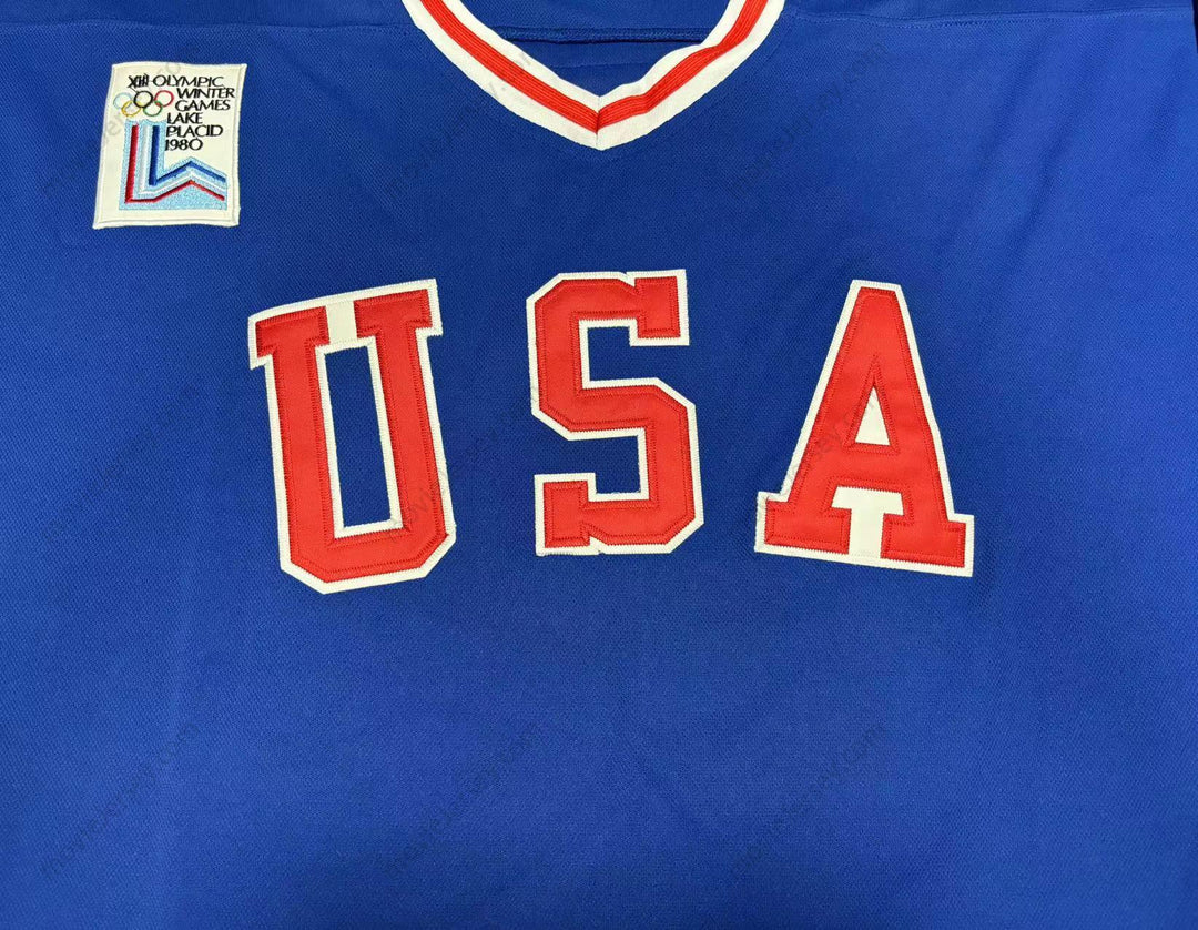 Custom Any Name Number 1980 MIRACLE ON ICE TEAM USA JIM CRAIG 30 HOCKEY JERSEY BLUE WITH PATCH Top Stitched S-6XL
