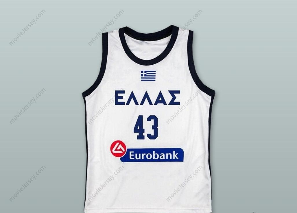 Custom Any Name Thanasis Antetokounmpo 43 Greece White Basketball Jersey Top Stitched S-6XL