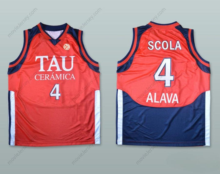 CUSTOM ANY Name Number LUIS SCOLA 4 TAU CERAMICA BASKETBALL JERSEY Top Stitched S-6XL