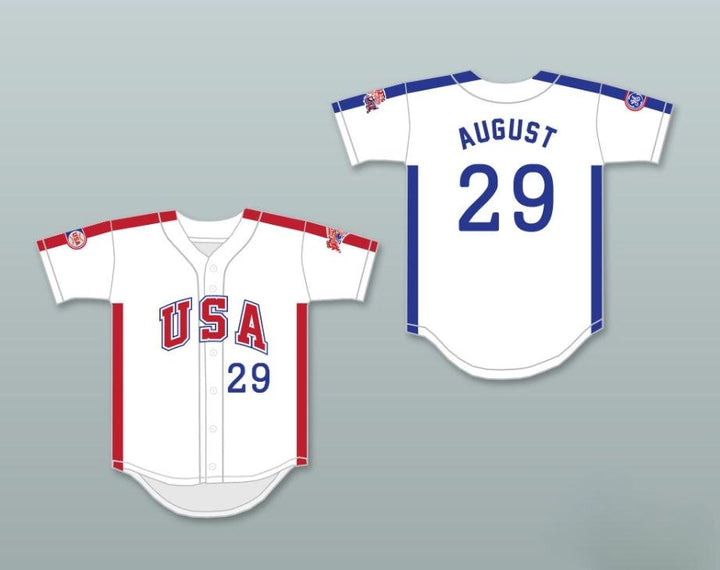 Custom Any Name Number DON AUGUST 29 1984 USA TEAM WHITE BUTTON DOWN BASEBALL JERSEY Top Stitched S-6XL