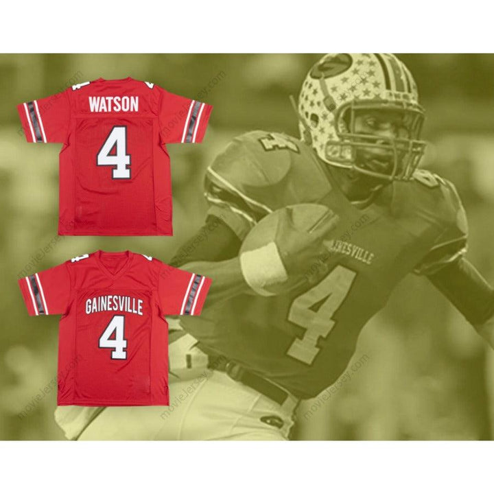CUSTOM ANY Name Number DESHAUN WATSON 4 GAINESVILLE HIGH SCHOOL RED FOOTBALL JERSEY Top Stitched S-6XL