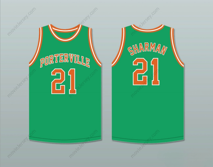 CUSTOM ANY Name Number BILL SHARMAN 21 PORTERVILLE HIGH SCHOOL PANTHERS GREEN BASKETBALL JERSEY 2 Top Stitched S-6XL