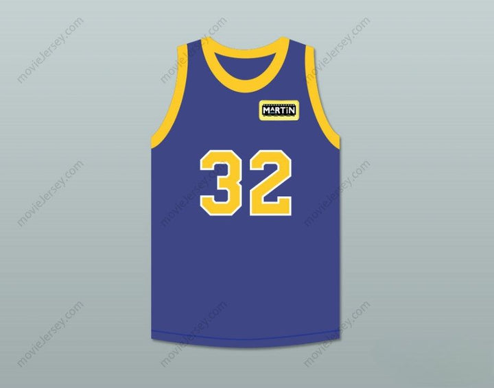 CUSTOM ANY Name Number AIR GORDON 32 BLUE BASKETBALL JERSEY WITH MARTIN PATCH Top Stitched S-6XL